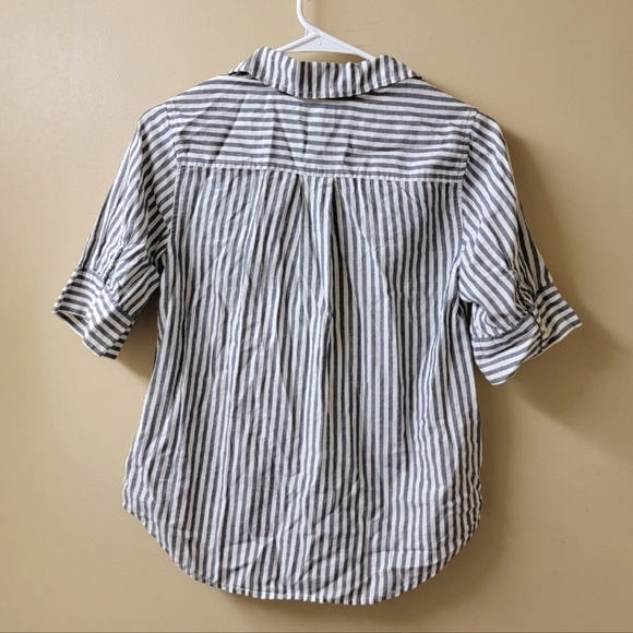 J. Crew 100% cotton Striped Button Down Blouse XXS - Picture 3 of 6